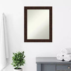 Espejo de pared de baño estrecho de bronce jaspeado William de 22" x 28" sin bisel - Amanti Art: Rectangular, marco de poliestireno, montado en la pared
