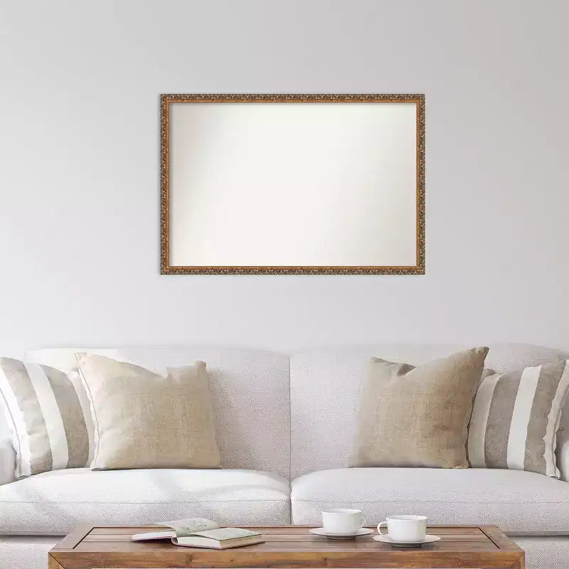 Espejo de pared de madera de bronce antiguo de 38 x 26 pulgadas sin bisel - Amanti Art: Rectangular, incluye accesorios de montaje
