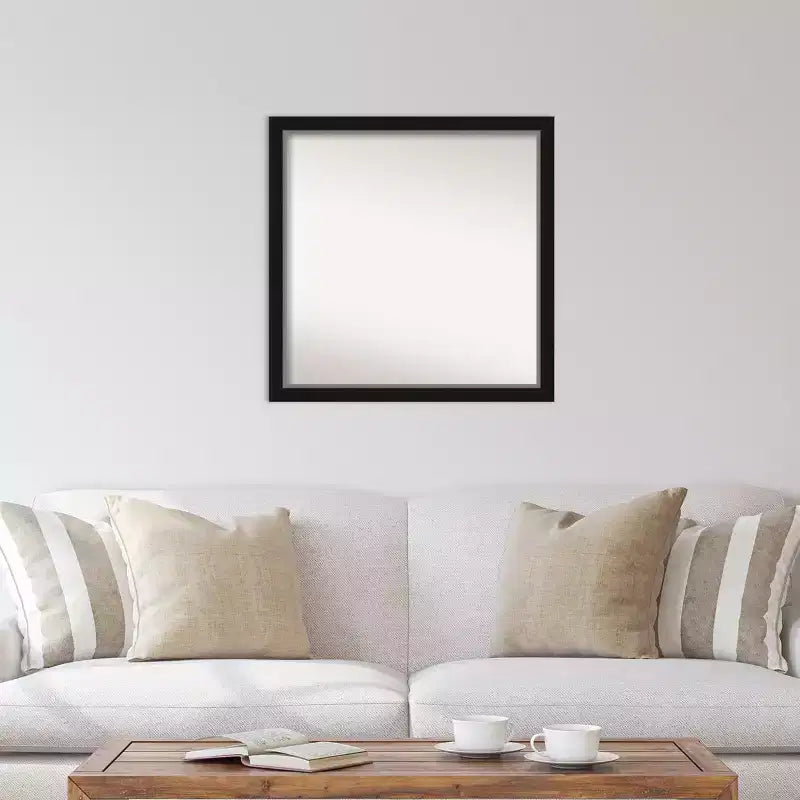 Espejo de pared estrecho negro plateado Eva sin bisel de 29" x 29" - Amanti Art