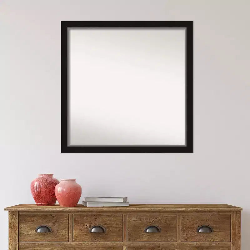 Espejo de pared estrecho negro plateado Eva sin bisel de 29" x 29" - Amanti Art