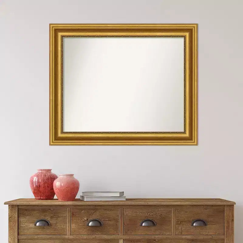 Espejo de pared de baño dorado sin bisel de 34 x 28 pulgadas - Amanti Art