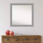 Espejo de pared con pico no biselado de níquel pulido de 31" x 31": Amanti Art, cuadrado enmarcado, decoración moderna
