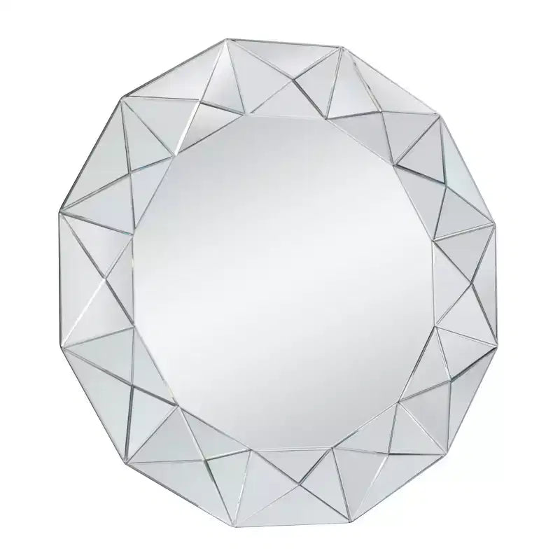 Espejo de pared Olivia & May Glam Wood Starburst plateado: Redondo grande, no requiere montaje, marco de MDF