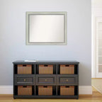 Espejo de pared Flair Silver Patina de 32" x 26": Rectangular moderno, incluye accesorios de montaje - Amanti Art