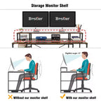 Bestier - Escritorios de computadora de 55 pulgadas con estantería reversible, escritorio de pie para oficina en casa/estudio/juegos
