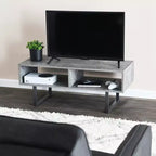 Mesa de centro Jamestown con compartimentos de almacenamiento rectangulares de hormigón rústico pizarra y metal negro