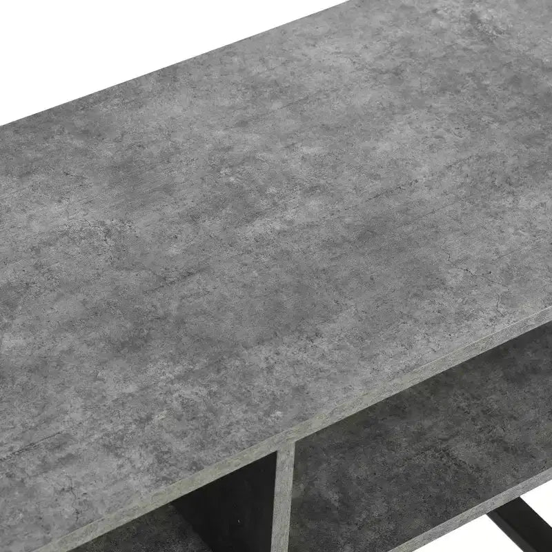 Mesa de centro Jamestown con compartimentos de almacenamiento rectangulares de hormigón rústico pizarra y metal negro