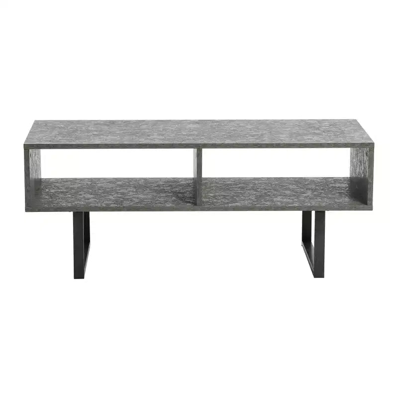 Mesa de centro Jamestown con compartimentos de almacenamiento rectangulares de hormigón rústico pizarra y metal negro