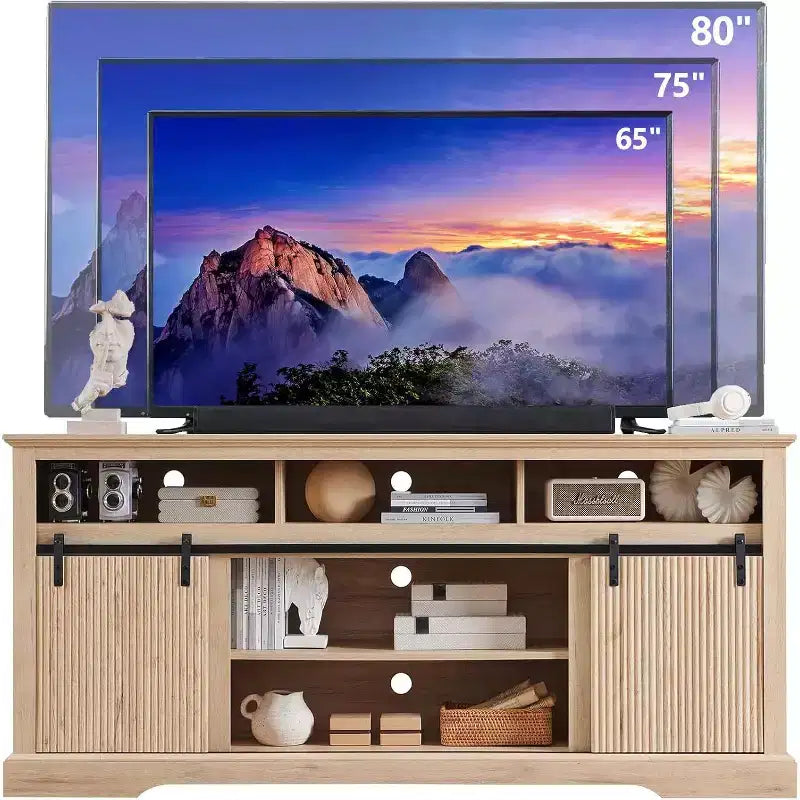Mueble de TV de 70 pulgadas para televisores de 80 pulgadas con puerta corredera y estante ajustable para sala de estar