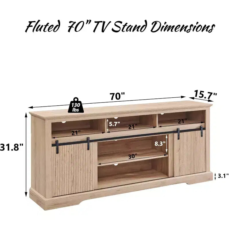 Mueble de TV de 70 pulgadas para televisores de 80 pulgadas con puerta corredera y estante ajustable para sala de estar