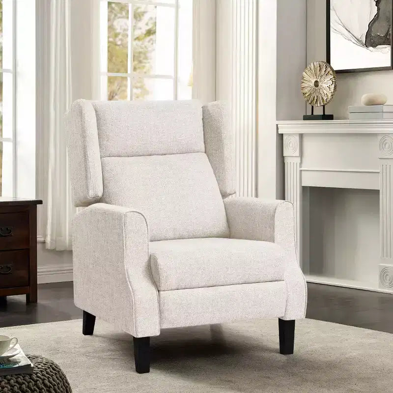 Sillón reclinable manual con respaldo y orejeras Subrtex, tapizado moderno