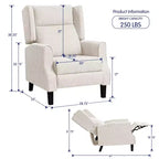 Sillón reclinable manual con respaldo y orejeras Subrtex, tapizado moderno