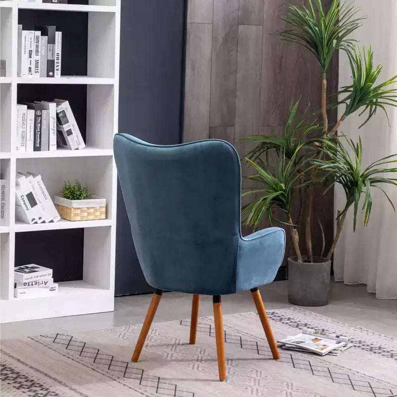 Sillón decorativo Doarnin de terciopelo sedoso contemporáneo con respaldo de botones de Roundhill Furniture, azul