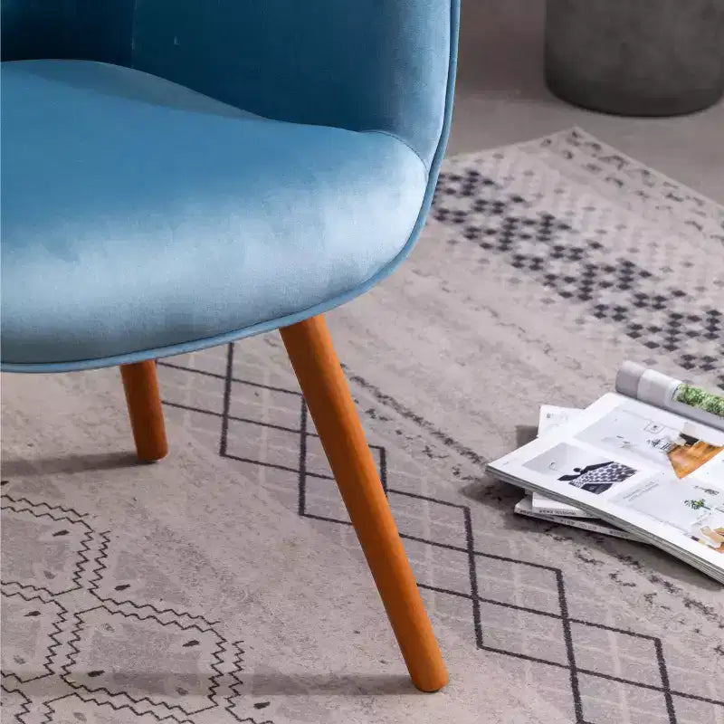 Sillón decorativo Doarnin de terciopelo sedoso contemporáneo con respaldo de botones de Roundhill Furniture, azul