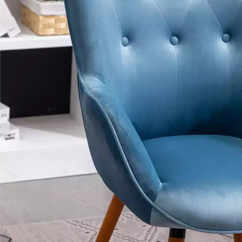 Sillón decorativo Doarnin de terciopelo sedoso contemporáneo con respaldo de botones de Roundhill Furniture, azul