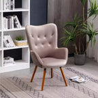 Roundhill Furniture Doarnin Sillón decorativo contemporáneo de terciopelo sedoso con botones y respaldo capitoné, chocolate