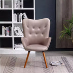 Roundhill Furniture Doarnin Sillón decorativo contemporáneo de terciopelo sedoso con botones y respaldo capitoné, chocolate