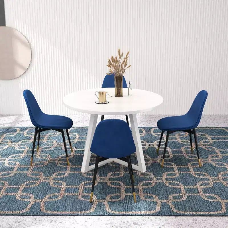 Juego de comedor redondo Evatt de 5 piezas de Roundhill Furniture, mesa redonda de madera con 4 sillas
