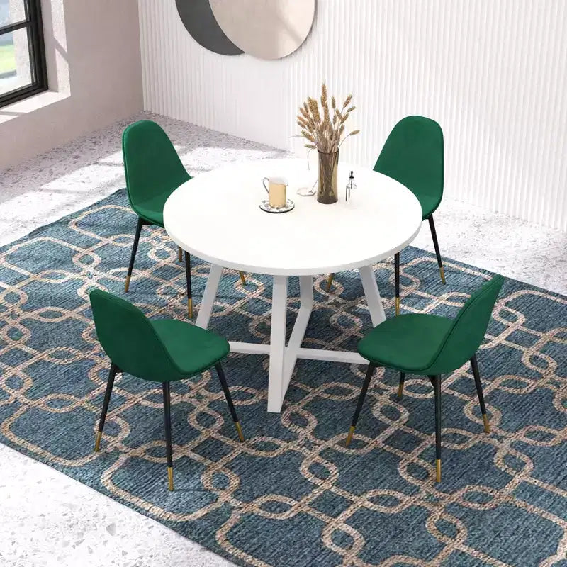 Juego de comedor redondo Evatt de 5 piezas de Roundhill Furniture, mesa redonda de madera con 4 sillas