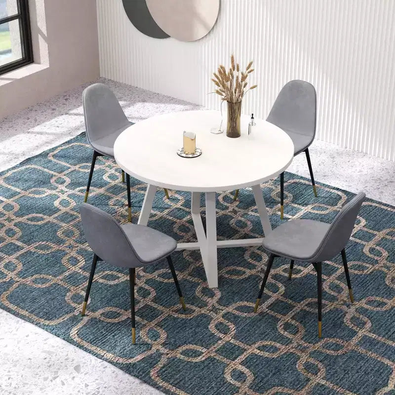 Juego de comedor redondo Evatt de 5 piezas de Roundhill Furniture, mesa redonda de madera con 4 sillas