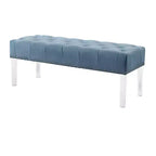 Banco tapizado de terciopelo con botones y patas acrílicas Valley de Roundhill Furniture, azul