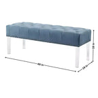Banco tapizado de terciopelo con botones y patas acrílicas Valley de Roundhill Furniture, azul