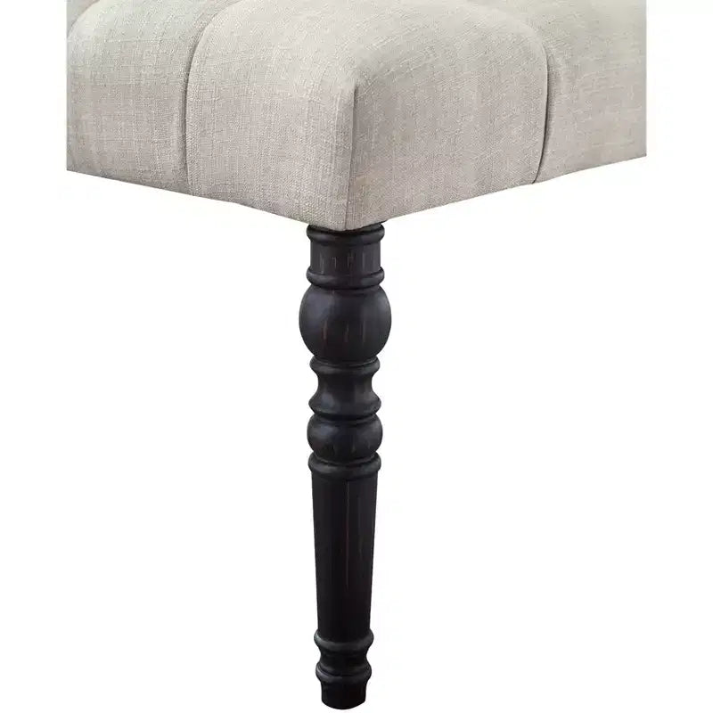 Banco de comedor tapizado con patas torneadas de tela Leviton de Roundhill Furniture, beige