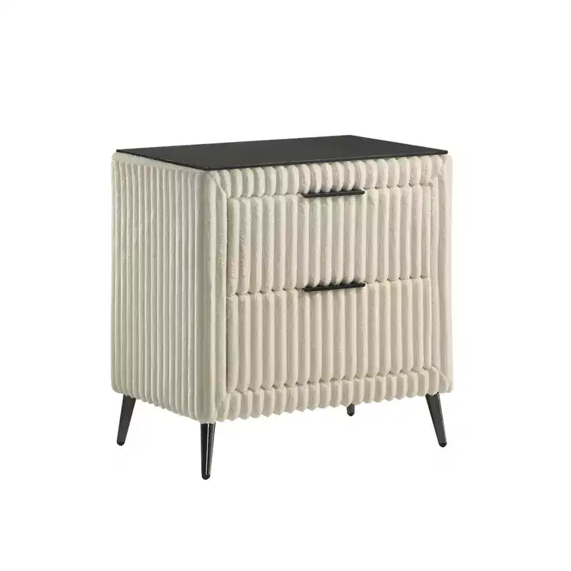 Mesa de noche tapizada en pana de canalé ancho Mavela de Roundhill Furniture