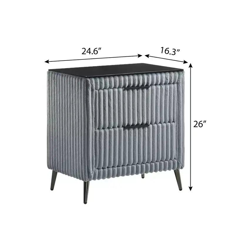 Mesa de noche tapizada en pana de canalé ancho Mavela de Roundhill Furniture