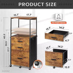 Archivador DEXYLLO con cajones de almacenamiento, mueble para impresora con ruedas y estantes ajustables, archivador de madera para oficina en casa