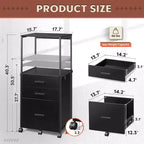 Archivador DEXYLLO con cajones de almacenamiento, mueble para impresora con ruedas y estantes ajustables, archivador de madera para oficina en casa