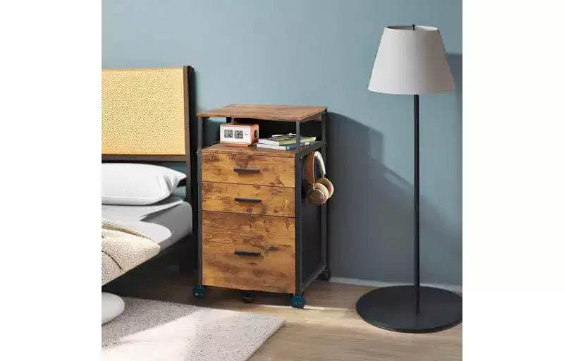 Archivador DEXYLLO con cajones de almacenamiento, mueble para impresora con ruedas y estantes ajustables, archivador de madera para oficina en casa