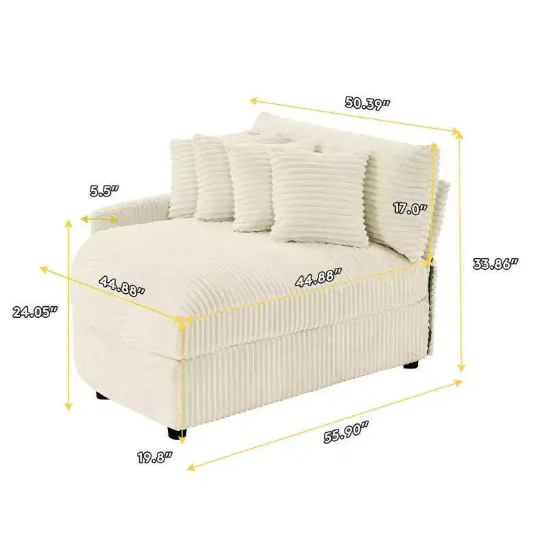 Sofá seccional de pana de Hyleory con chaise longue izquierda y derecha extragrande con 8 almohadas, sofá convertible tapizado