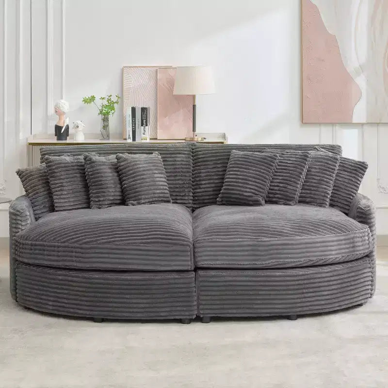 Sofá seccional de pana de Hyleory con chaise longue izquierda y derecha extragrande con 8 almohadas, sofá convertible tapizado