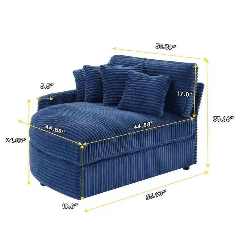 Sofá seccional de pana de Hyleory con chaise longue izquierda y derecha extragrande con 8 almohadas, sofá convertible tapizado