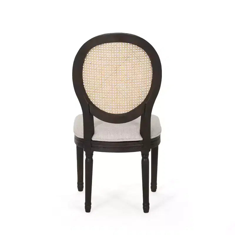 Christopher Knight Home Sillas de comedor Govan tapizadas de madera y caña (juego de 2), beige/marrón natural/marrón oscuro