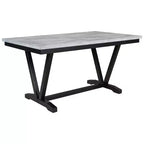 Juego de mesa de comedor de estilo moderno Whisen de 6 piezas con 4 sillas y 1 banco y mesa con tablero de chapa veteada - Blanco