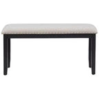 Juego de mesa de comedor de estilo moderno Whisen de 6 piezas con 4 sillas y 1 banco y mesa con tablero de chapa veteada - Blanco
