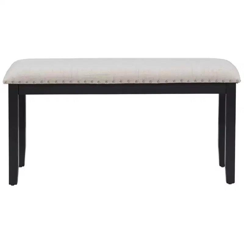 Juego de mesa de comedor de estilo moderno Whisen de 6 piezas con 4 sillas y 1 banco y mesa con tablero de chapa veteada - Blanco