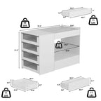 Organizador de armario con tapa de cristal Famapy, isla de vestidor blanca, amplio almacenamiento, cómoda, vitrina, isla de tocador, organizador de belleza