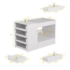 Organizador de armario con tapa de cristal Famapy, isla de vestidor blanca, amplio almacenamiento, cómoda, vitrina, isla de tocador, organizador de belleza