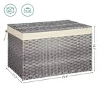 SONGMICS Cesta de Almacenamiento con Tapa, Contenedor de Almacenamiento de 160L (42,3 Galones), Cesta de Almacenamiento de Mantas Tejida con Asas, Plegable, Forro Extraíble, Marco de Metal
