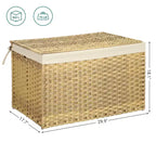 SONGMICS Cesta de Almacenamiento con Tapa, Contenedor de Almacenamiento de 160L (42,3 Galones), Cesta de Almacenamiento de Mantas Tejida con Asas, Plegable, Forro Extraíble, Marco de Metal