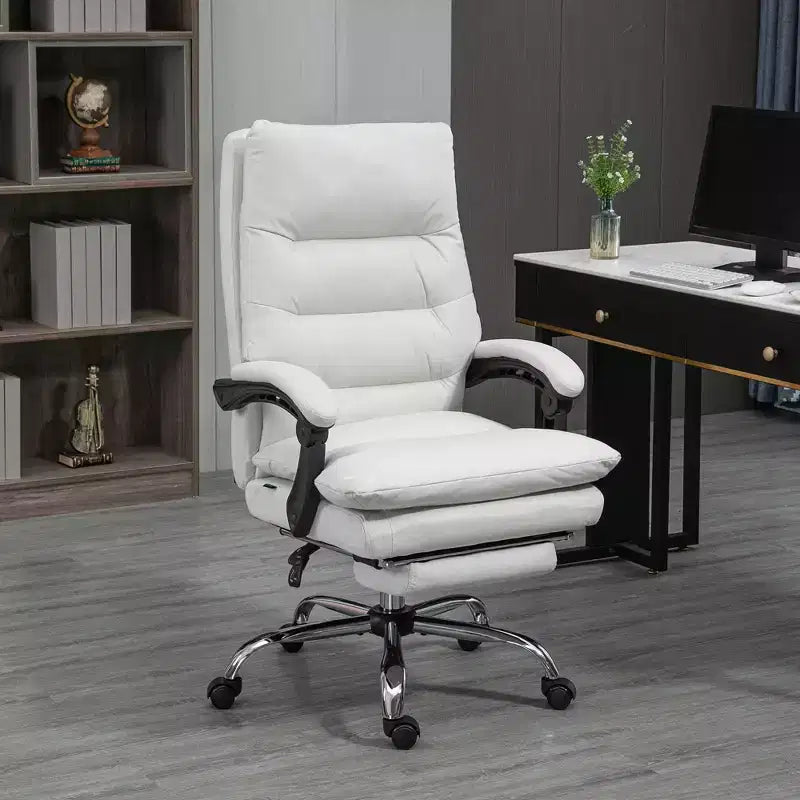 Sillón de oficina Vinsetto con masaje vibratorio, respaldo reclinable, reposapiés, cómoda silla de ordenador de microfibra
