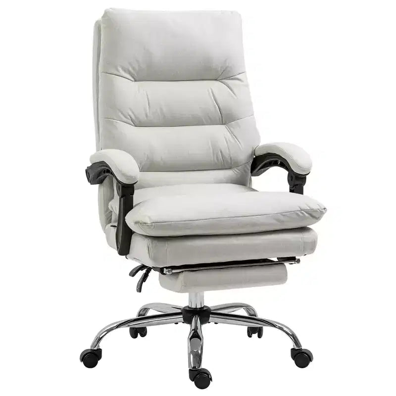 Sillón de oficina Vinsetto con masaje vibratorio, respaldo reclinable, reposapiés, cómoda silla de ordenador de microfibra
