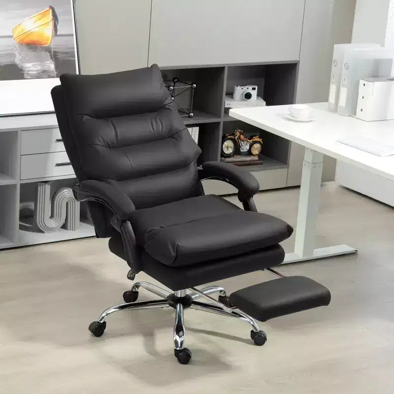 Sillón de oficina Vinsetto con masaje vibratorio, respaldo reclinable, reposapiés, cómoda silla de ordenador de microfibra