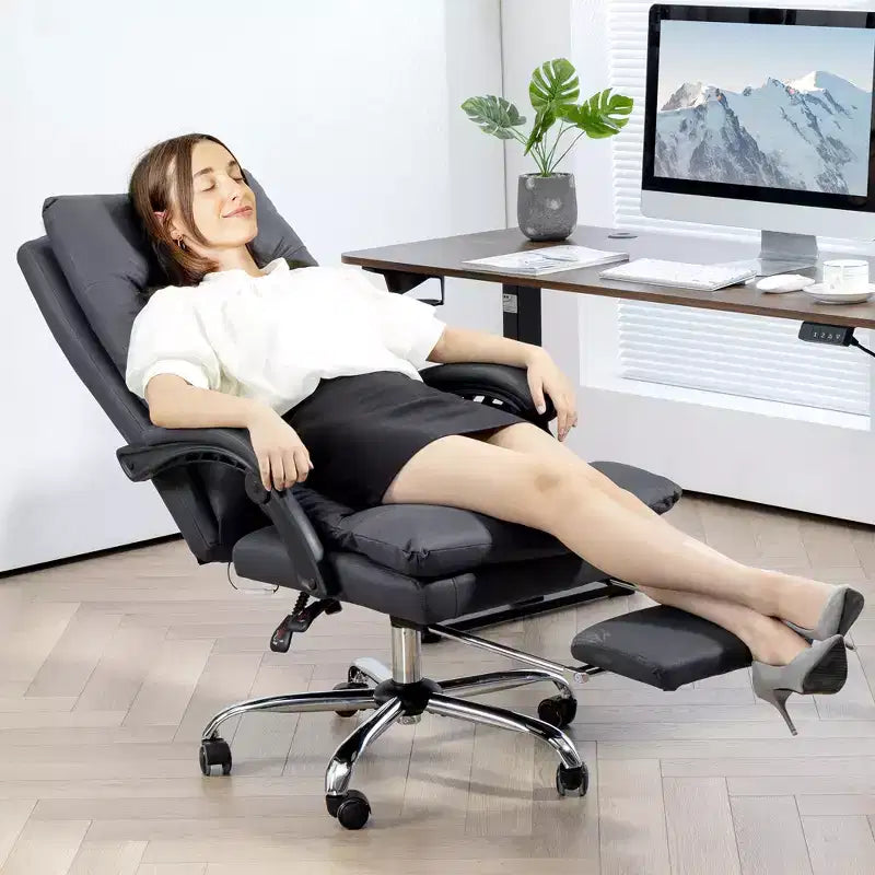 Sillón de oficina Vinsetto con masaje vibratorio, respaldo reclinable, reposapiés, cómoda silla de ordenador de microfibra