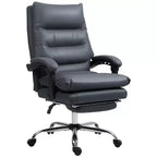 Sillón de oficina Vinsetto con masaje vibratorio, respaldo reclinable, reposapiés, cómoda silla de ordenador de microfibra