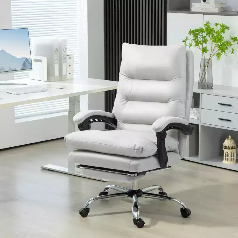 Sillón de oficina Vinsetto con masaje vibratorio, respaldo reclinable, reposapiés, cómoda silla de ordenador de microfibra