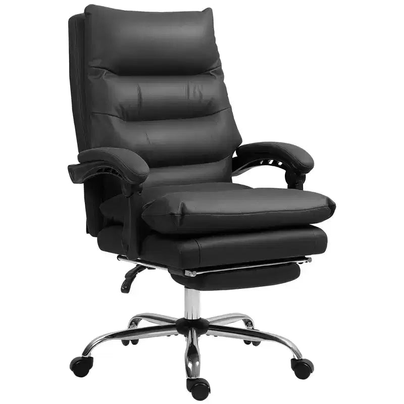 Sillón de oficina Vinsetto con masaje vibratorio, respaldo reclinable, reposapiés, cómoda silla de ordenador de microfibra